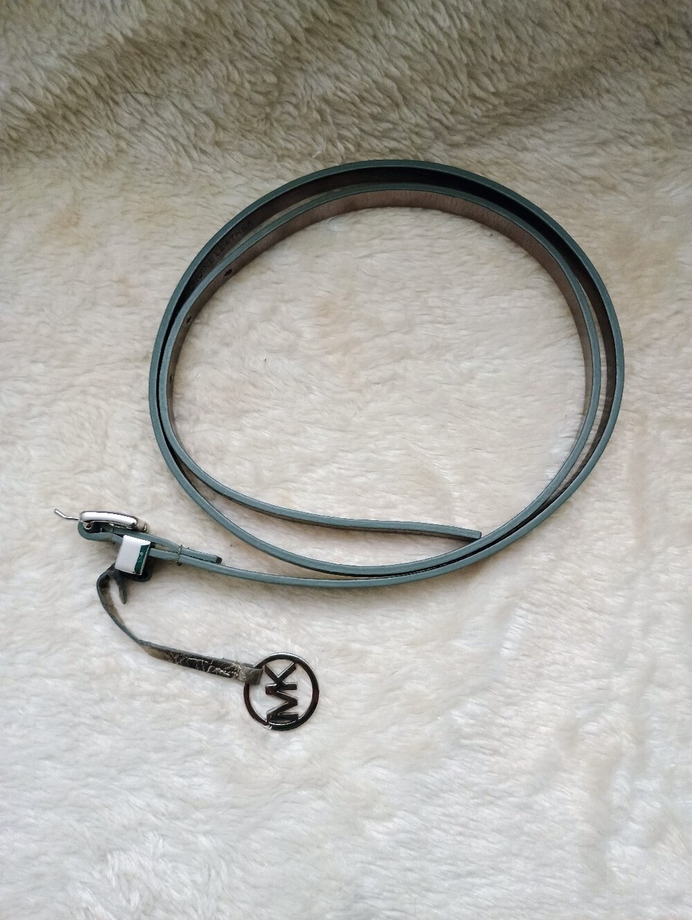 Michael Kors Metallic Skinny Leather Charm Belt XL